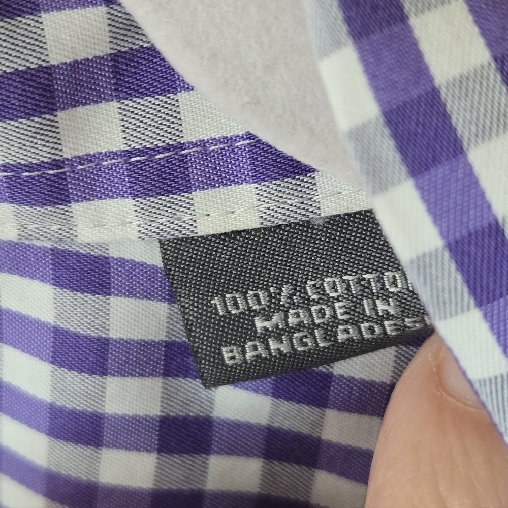 Kenneth Cole Purple and White Checkered Button Down Shirt - Picture 4 of 5